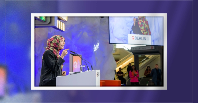 Tawakkol Karman gives speech at Berlin International Conference’s opening session